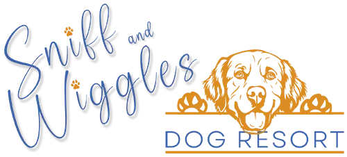 sniff and wiggles dog resort logo for dog daycare and boarding in petaluma california